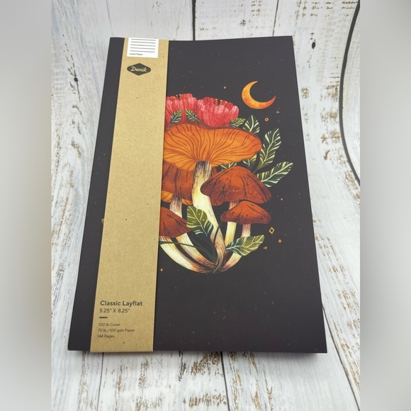 DENIK MIDNIGHT MUSHROOM CLASSIC LAYFLAT NOTEBOOK, Lined, NWT - Picture 1 of 6